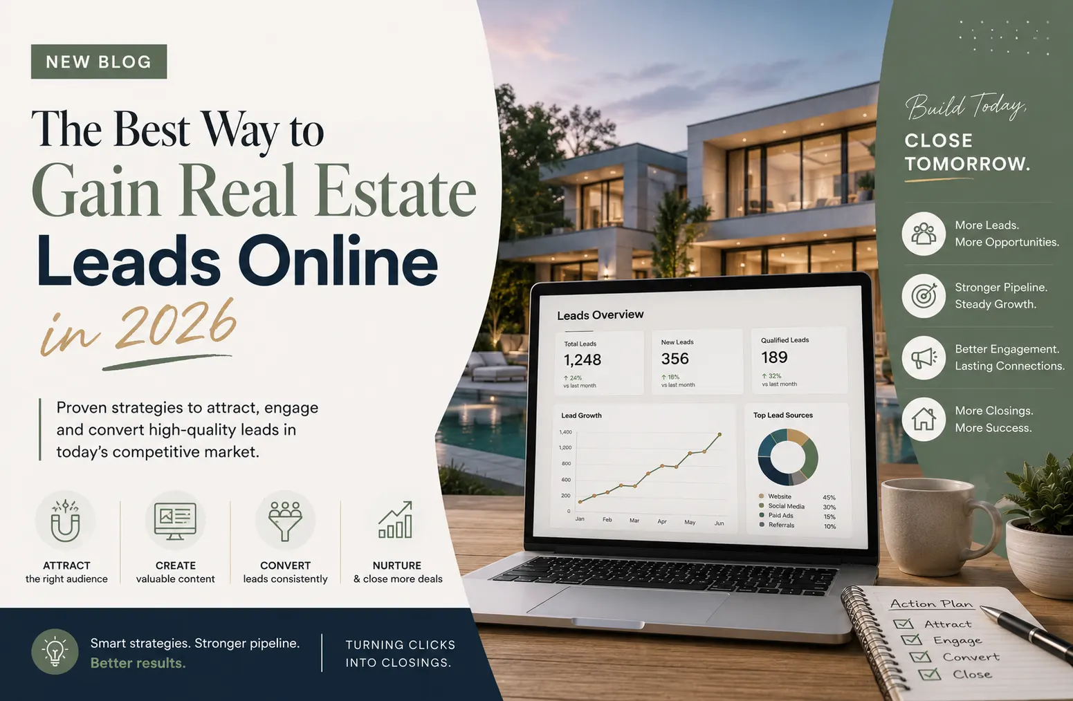 Best way to gain real estate leads online in 2026. Article cover