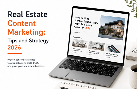 Real estate content marketing: tips and strategy 2026. Cover image