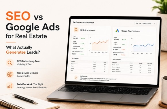 SEO vs Google Ads for Real Estate: What Actually Generates Leads?. Article cover