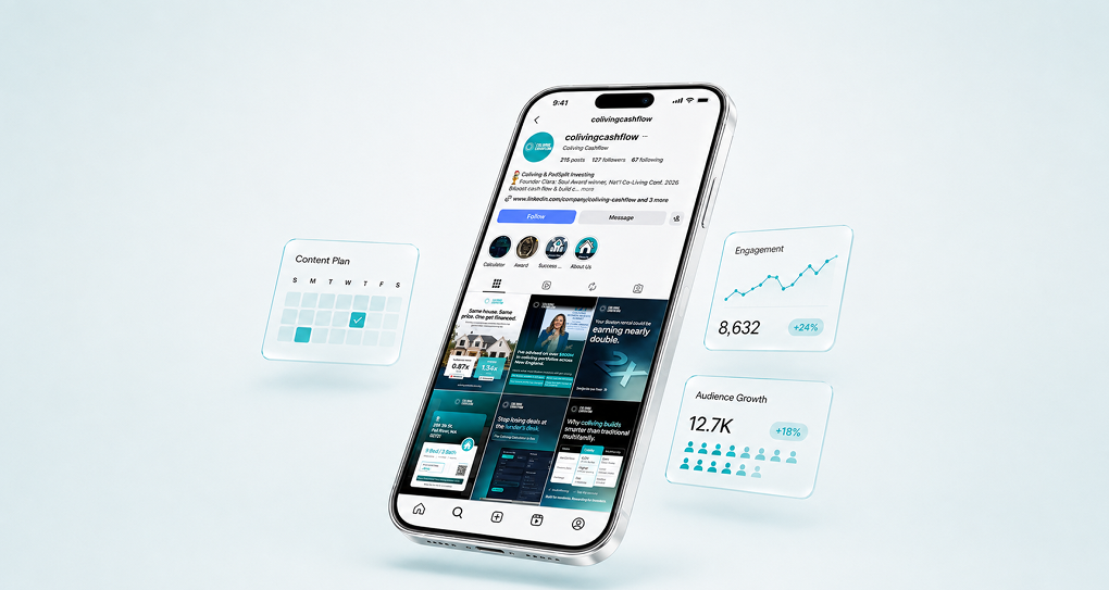 Social Media Strategy and Content Growth for a US Coliving Investment Brand